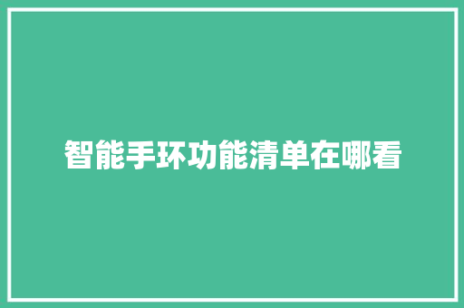 智能手环功能清单在哪看  第1张