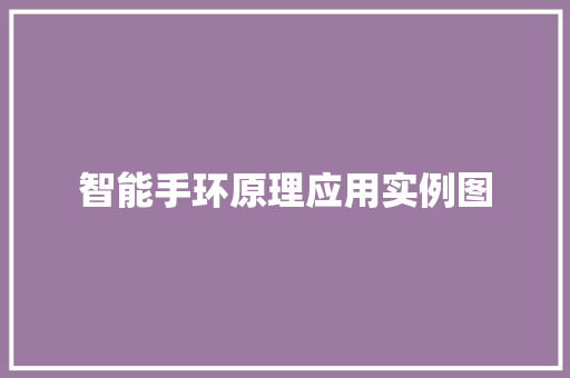 智能手环原理应用实例图  第1张