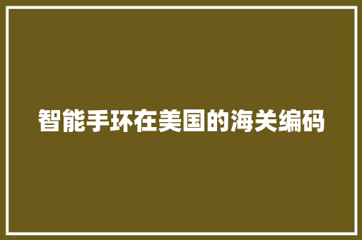 智能手环在美国的海关编码