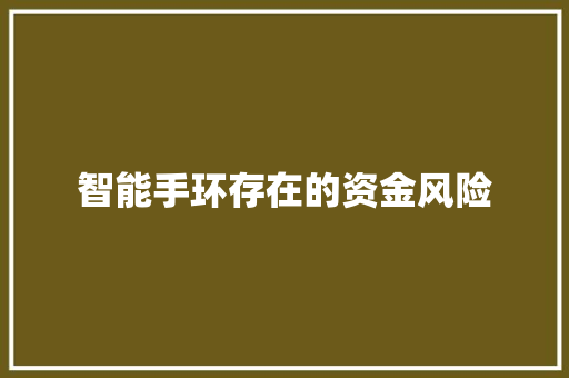 智能手环存在的资金风险