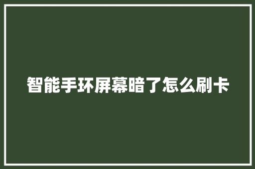 智能手环屏幕暗了怎么刷卡