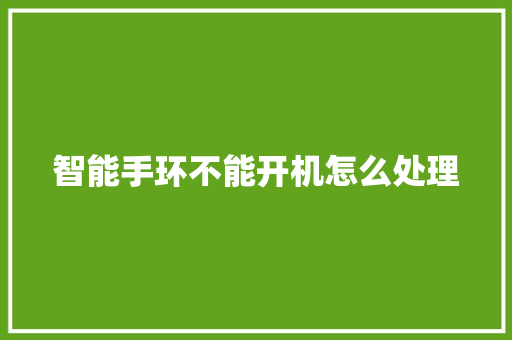 智能手环不能开机怎么处理