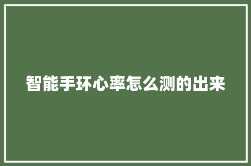 智能手环心率怎么测的出来  第1张