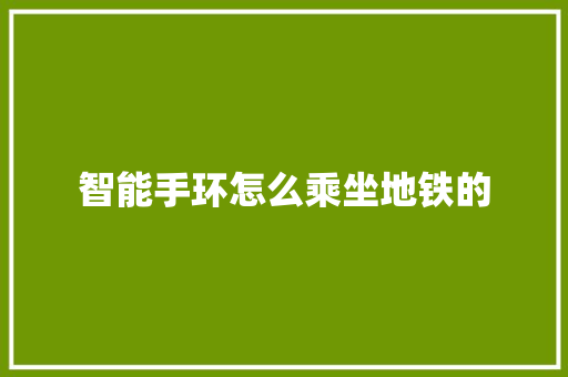 智能手环怎么乘坐地铁的  第1张