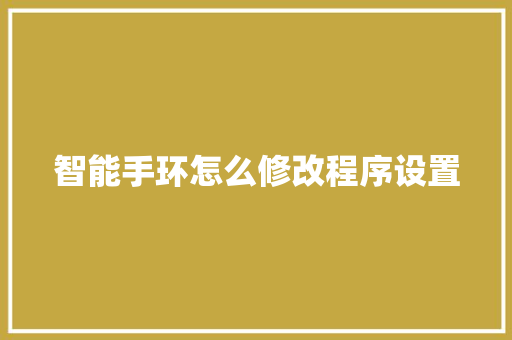 智能手环怎么修改程序设置  第1张