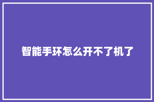 智能手环怎么开不了机了