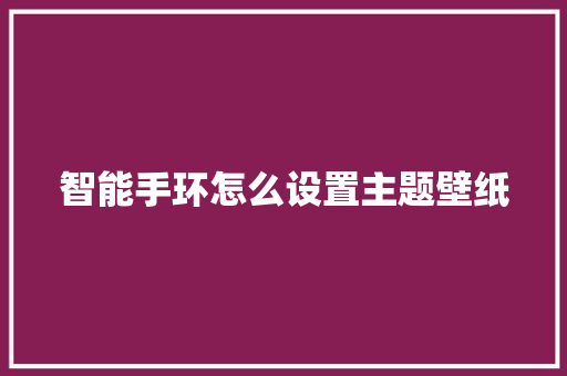 智能手环怎么设置主题壁纸