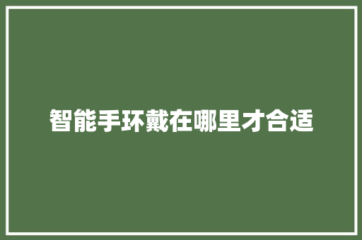 智能手环戴在哪里才合适