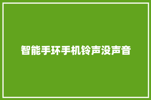 智能手环手机铃声没声音