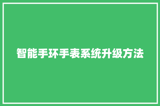 智能手环手表系统升级方法  第1张