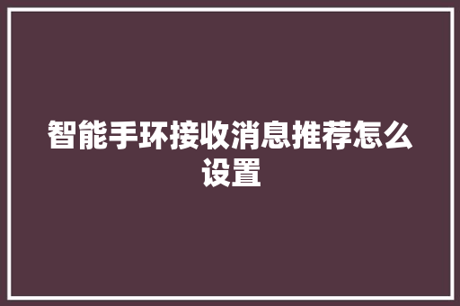 智能手环接收消息推荐怎么设置