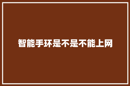 智能手环是不是不能上网  第1张