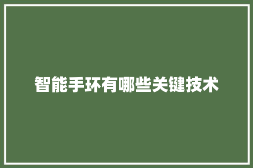 智能手环有哪些关键技术  第1张