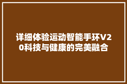 详细体验运动智能手环V20科技与健康的完美融合