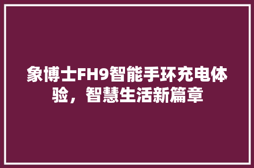 象博士FH9智能手环充电体验，智慧生活新篇章