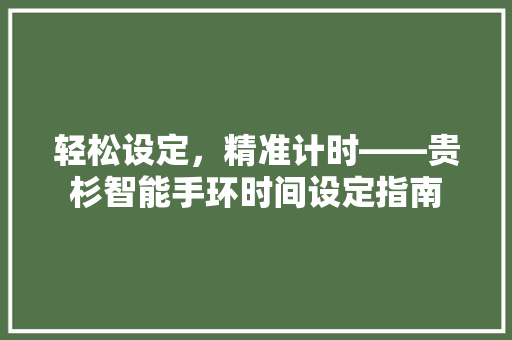 轻松设定，精准计时——贵杉智能手环时间设定指南