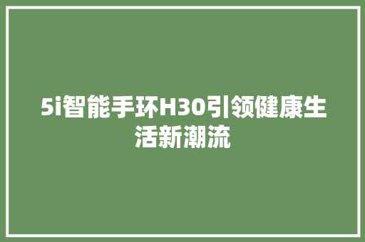 5i智能手环H30引领健康生活新潮流