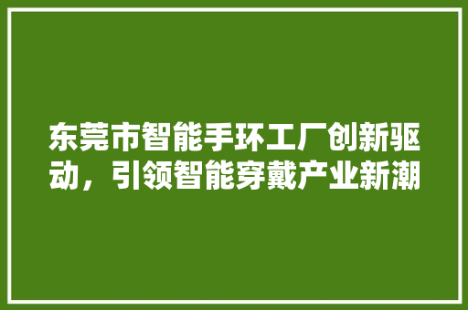 东莞市智能手环工厂创新驱动，引领智能穿戴产业新潮流