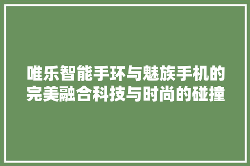 唯乐智能手环与魅族手机的完美融合科技与时尚的碰撞