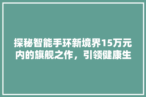 探秘智能手环新境界15万元内的旗舰之作，引领健康生活新潮流  第1张