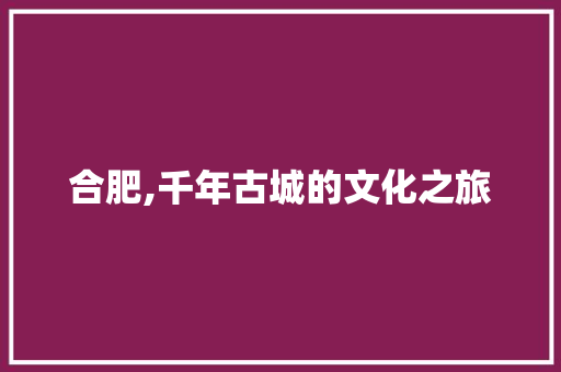 合肥,千年古城的文化之旅