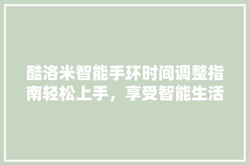 酷洛米智能手环时间调整指南轻松上手，享受智能生活  第1张