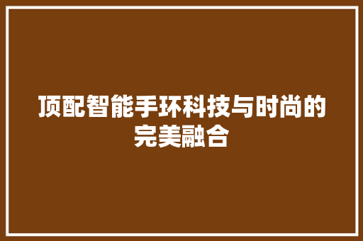 顶配智能手环科技与时尚的完美融合