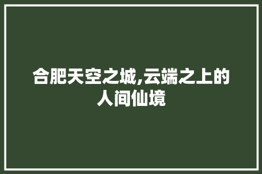 合肥天空之城,云端之上的人间仙境  第1张