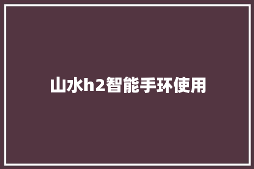 山水h2智能手环使用