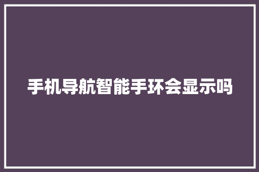 手机导航智能手环会显示吗  第1张