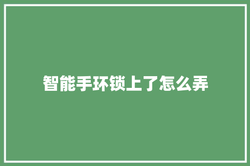 智能手环锁上了怎么弄