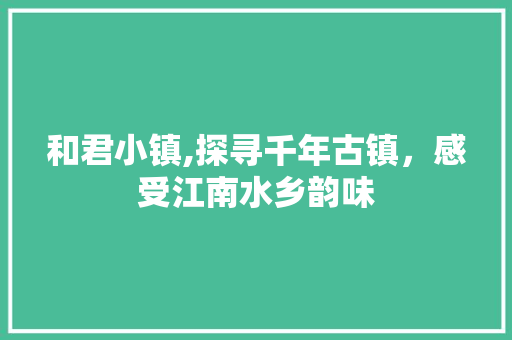 和君小镇,探寻千年古镇，感受江南水乡韵味