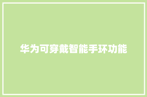 华为可穿戴智能手环功能  第1张