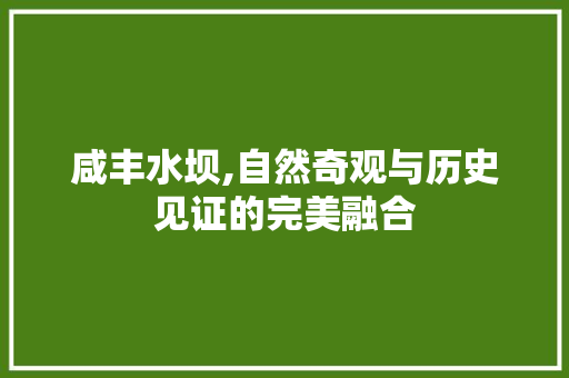 咸丰水坝,自然奇观与历史见证的完美融合