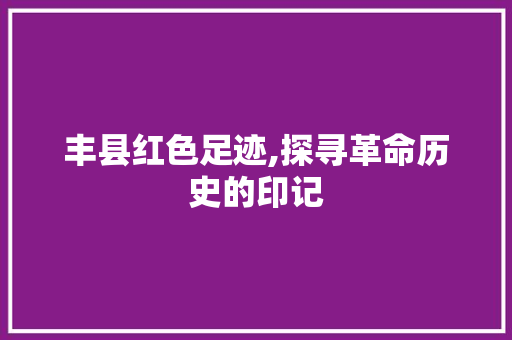 丰县红色足迹,探寻革命历史的印记