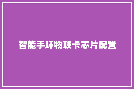 智能手环物联卡芯片配置  第1张