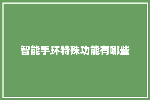 智能手环特殊功能有哪些