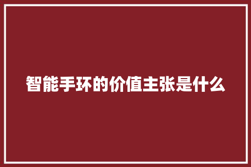 智能手环的价值主张是什么