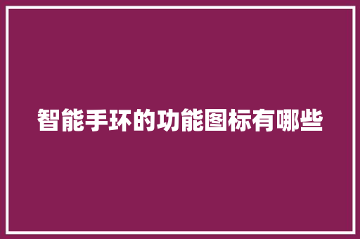 智能手环的功能图标有哪些