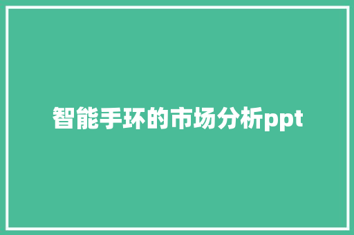 智能手环的市场分析ppt