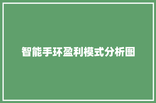 智能手环盈利模式分析图