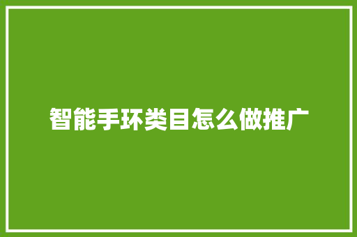 智能手环类目怎么做推广