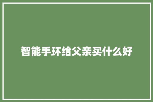 智能手环给父亲买什么好  第1张