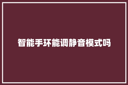 智能手环能调静音模式吗