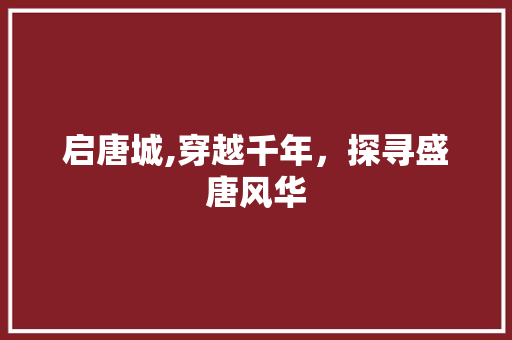 启唐城,穿越千年，探寻盛唐风华