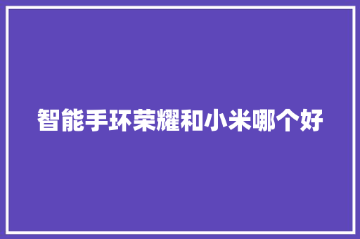 智能手环荣耀和小米哪个好