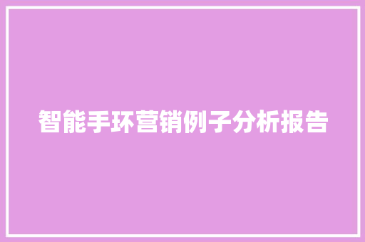 智能手环营销例子分析报告