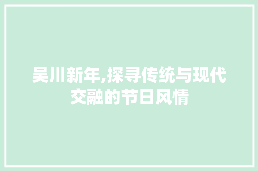 吴川新年,探寻传统与现代交融的节日风情