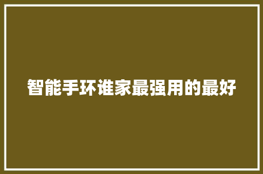 智能手环谁家最强用的最好