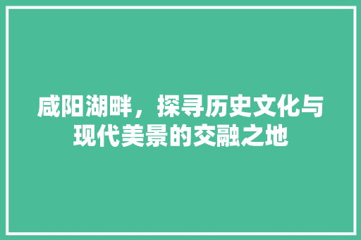 咸阳湖畔，探寻历史文化与现代美景的交融之地